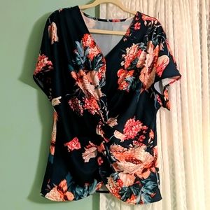 Dark Blue Floral Top